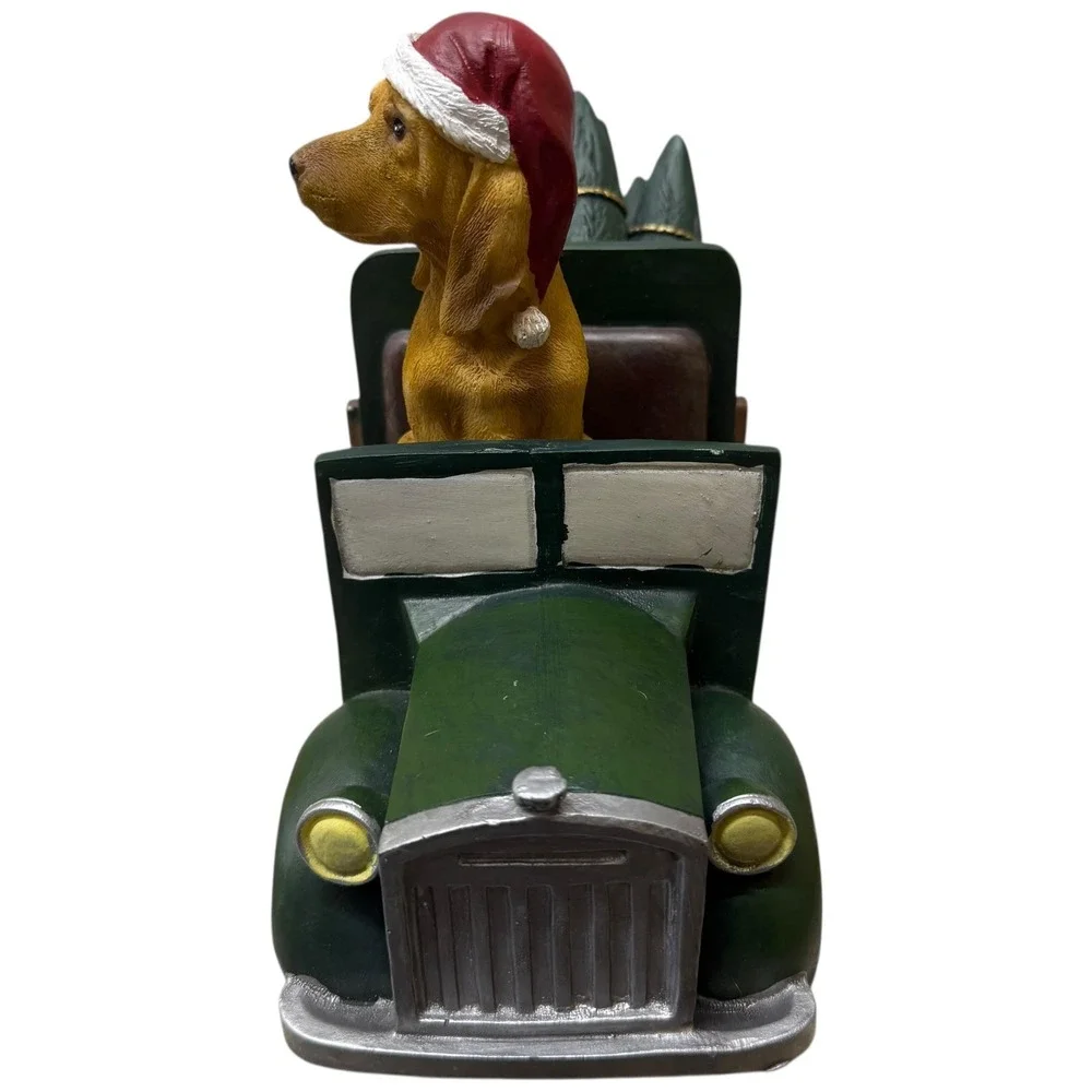 Holiday Christmas Santa Hat Yellow Lab Hound Dog Red Truck Tree Figurine‎